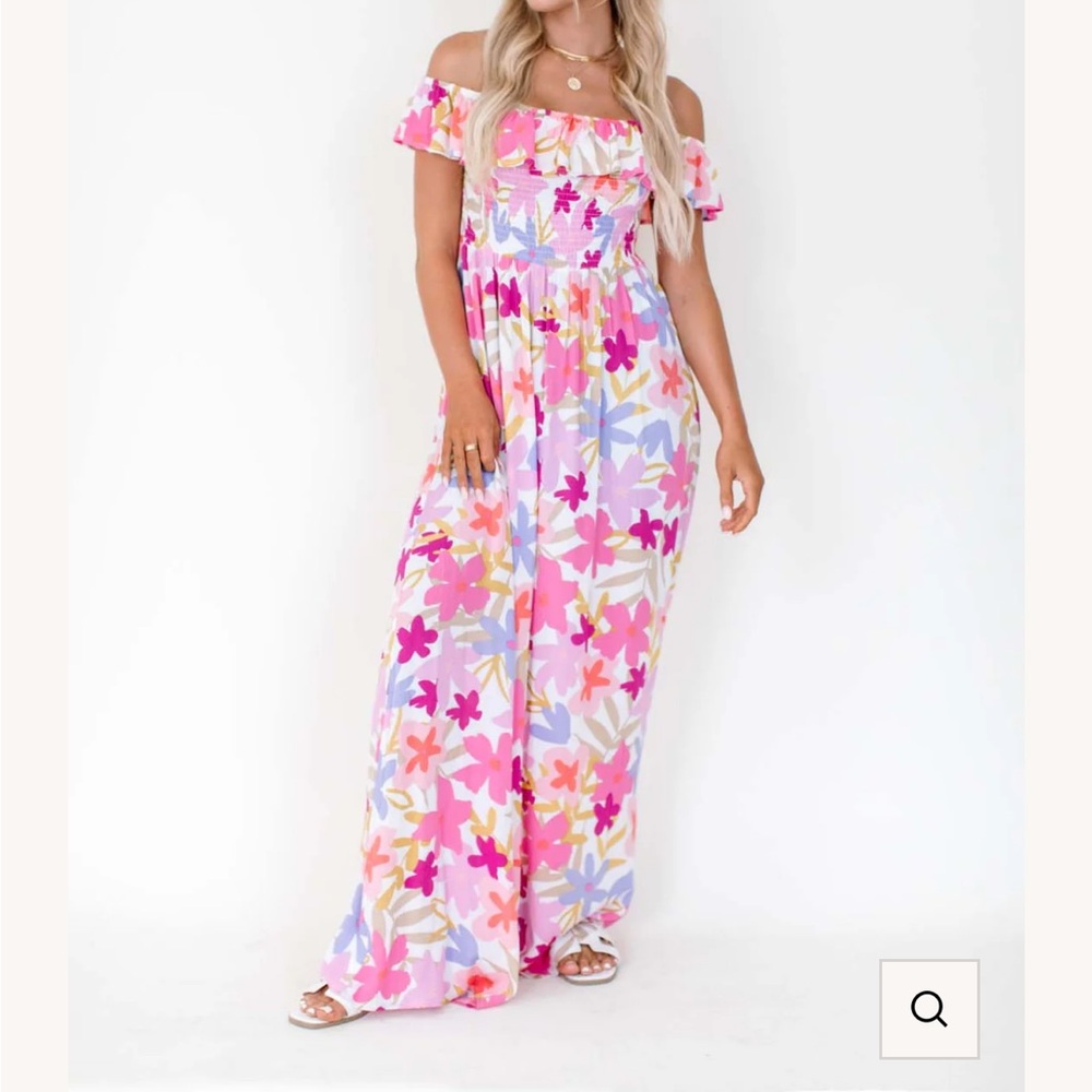 Off The Shoulder Floral Maxi Dress
